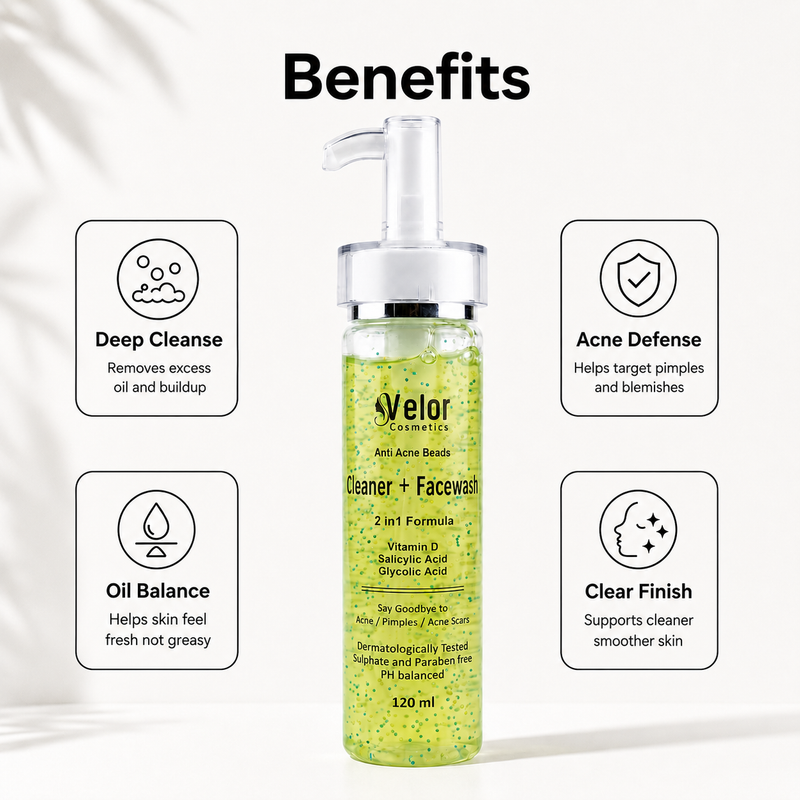 Velor Acne Clearing Cleanser Face Wash 2 in 1 Formula - Anti Acne Skincare - Product Image 2