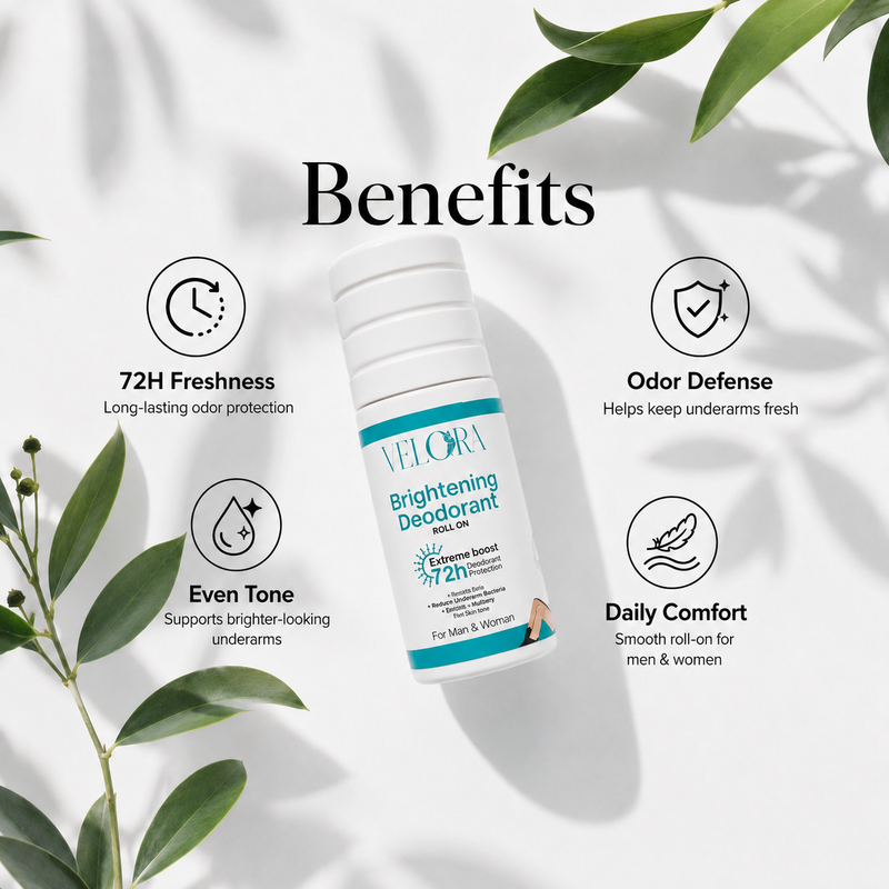 Velor Brightening Deodorant Roll On - 72 Hour Protection for Men Women - Product Image 3